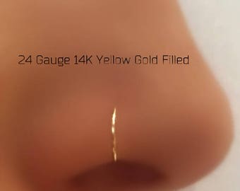 Gold Nose Hoop Nose Ring G 18G 20G 22G 24G Gold Nose Piercing
