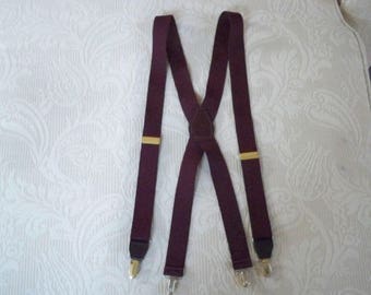 Vintage Accessory Suspenders Burgundy Men's Suspenders Brass Clips