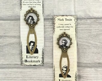 Writers Set Of Bookmarks - Oscar Wilde And Mark Twain - Vintage Bronze & Glass, Metal Bookmark, Writer Gift, Reader Gift
