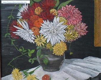 Цветы. Букет. Георгины. Картина / Flowers. Bouquet. Dahlias. Picture