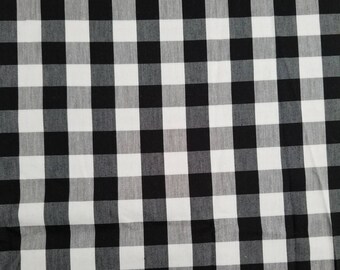 Black white checker fabric 100% cotton plaid