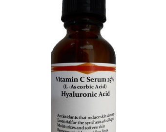 Vitamin C (L-Ascorbic Acid) 25% with Pure Hyaluronic Acid Anti Aging Serum 1.2oz