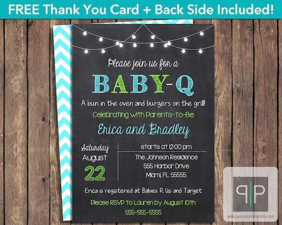 INSTANT DOWNLOAD Baby-Q Invitation Editable Baby-Q