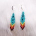 Native American Inspired Turquoise Feather Earrings, Southwest Feather Earrings, Small Handbeaded Feather Earrings, Sterling Silver Earwires
