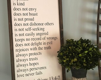 Love is patient, bible verse sign, love is patient sign, 1 Corinthians 13:4-7