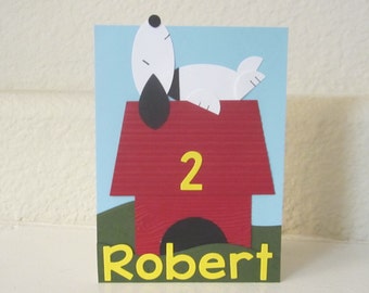 Snoopy Peanuts Inspired Custom Birthday Card