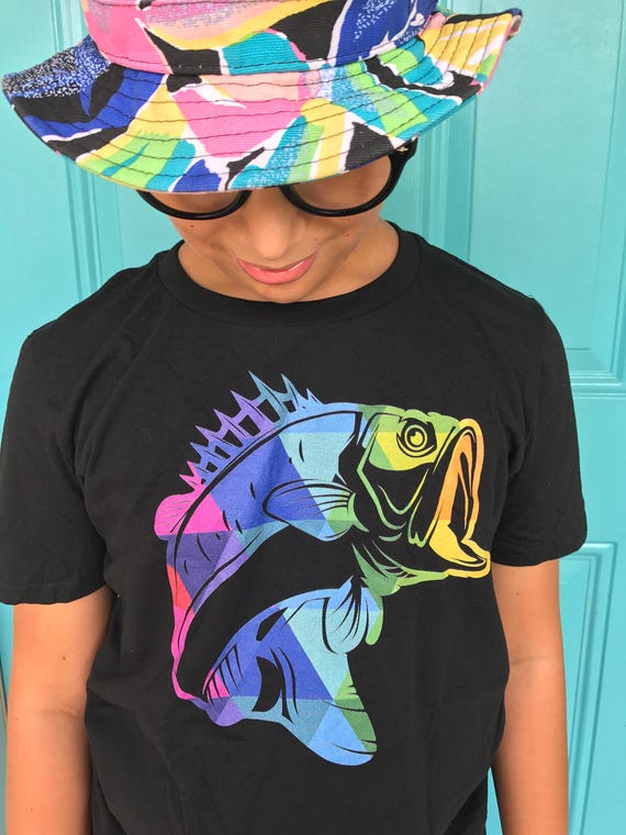 Fishing shirt Bass Shirt Fish Silhouette tshirt for Bass Fisherman Fishing Gifts for Him Fishing Gifts Kids Tshirt with a Fish