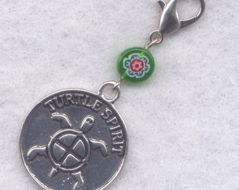 Turtle Spirit Stitch Marker Clip Turtles Milefiori Flowers Single /SM215