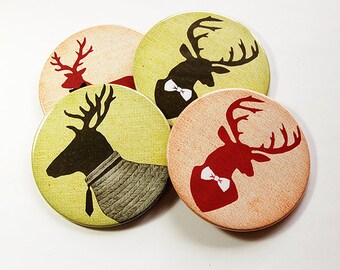 Drink Coasters, Deer Coasters, Coasters, Hostess Gift, Tableware, Barware, Rustic Decor, Hunting Lodge Decor, Gift for Hunter, Deer (5096)