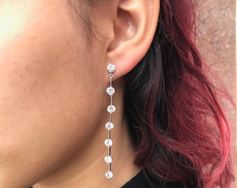 Crystal Long Drop Earrings