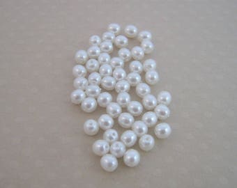 Set of 50 round pearls 4 mm Snow - A4-0240
