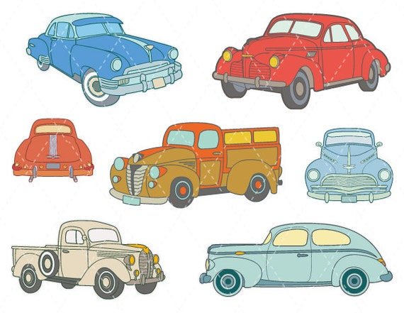 Digital Vintage Car Clip Art Antique Car ClipArt Retro Car