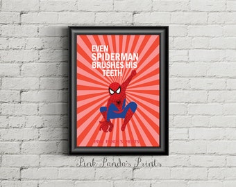 Even Spiderman Brushes His Teeth Print