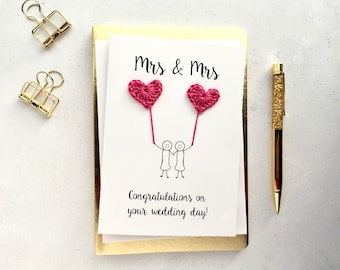 Mrs & Mrs card - Wedding card - Bride and Bride card - Gay wedding card - Lesbian wedding card - White card