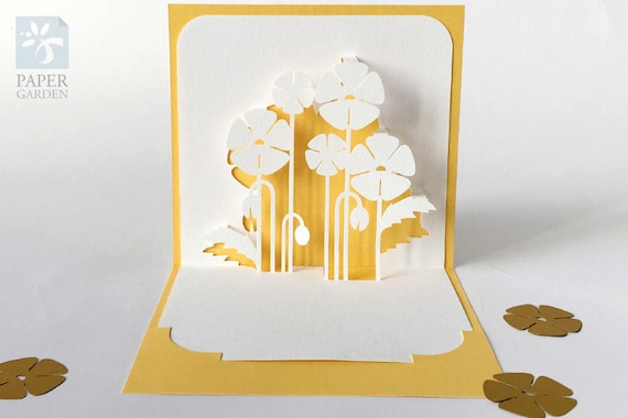 Download Papercut Template Pop-up Card Poppies Instant Download