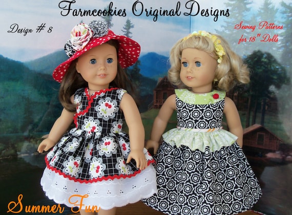 Like American Girl Doll PDF Sewing Pattern / SUMMER FUN / Farmcookies Instant Download 18" Doll Clothes Pattern For American Girl®