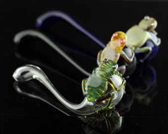 Frog Glass Sherlock / Glass Hand Pipe / Tobacco Pipe Glass / High Quality Pipe / Hand Blown Pipe / You Choose the Color / Made to Order