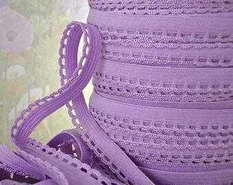 5yd Picot Elastic Stretch lace Trim 3/8 inch Purple Skinny edge Elastic Scallop for Headbands Sewing lingerie Pantie Elastic by the yard