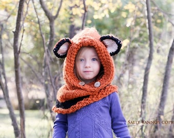Knit Fox Cowl, Failynn Fox, Child to Adult Fox Hood