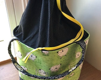 Sweater Project Bag, Sweater Bucket, Extra Large Knitting Bag, Yarn Storage Tote, Extra Large Drawstring Bag, Blanket Project Bag, Huge bag,