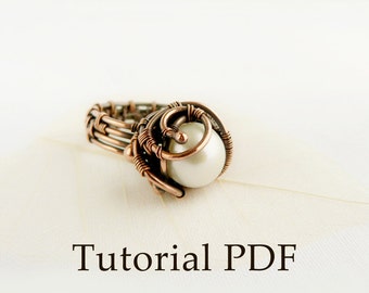 Jewelry Tutorial DIY project - wire wrapped ring - Pearl ring