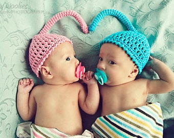 Newborn Crochet HaT Pattern: 'Sweet Sprite', Newborn Photo Prop, Twin Newborn Photography