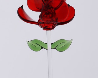Hand Blown Glass Long Stemmed Rose