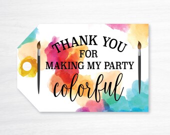 Art Party Favor Tags - Birthday Party Favour Tags - Printable Favour Tags - Painting Birthday Tags - Art Thank You Tags - Loot Bag Tags