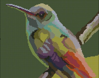 3# Digital Hummingbird Counted Needlepoint Pattern