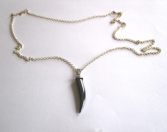 Hematite shark tooth necklace