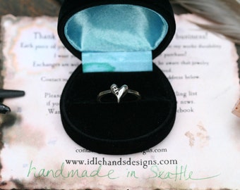 Sutured Heart Ring Sterling Silver Free Domestic Shipping