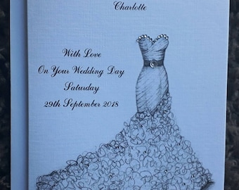 Handmade Personalised A5 Card To The Bride To Be Wedding Card Hand Drawn Design