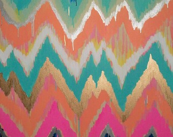 Custom ikat chevron 36x48 Painting by Jennifer Moreman