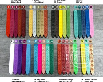 Any combination of color sealing wax, stamp wax (38 color for option)