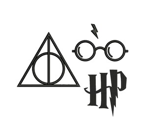 Harry Potter Glasses Embroidery Design - 3 designs 3,4,5 inch size each instant download