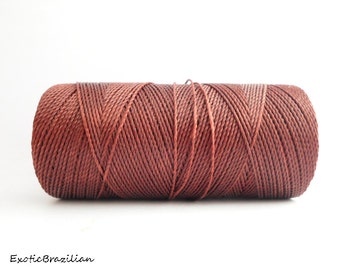 Thread for macrame, 1 spool, rust waxed thread, Linhasita DARK RUST no212, whole spool of 188yards, autumn brown, burnt sienna