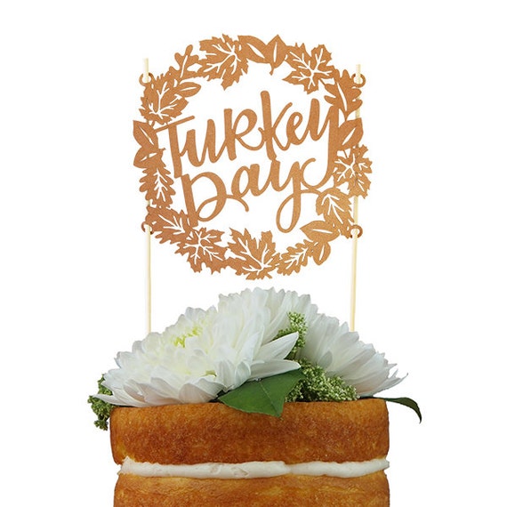 Download Thanksgiving Turkey Day Leaves Paper Cake Topper