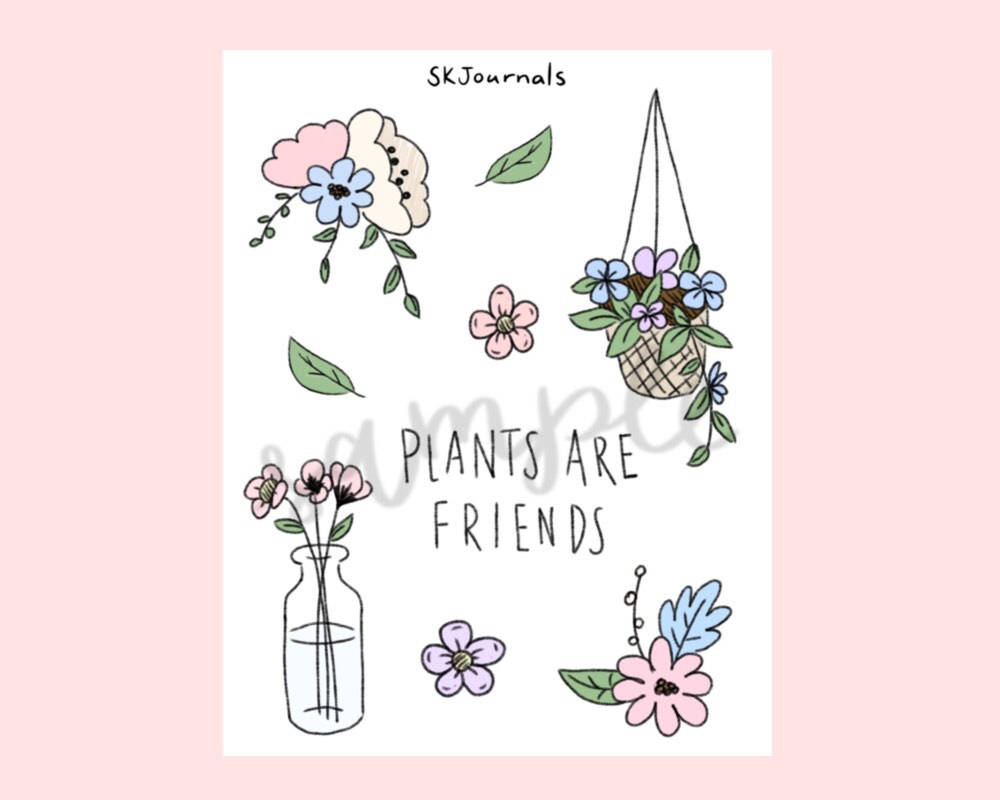 aesthetic plant stickers for bullet journals and planners