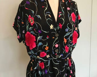40s Vibrant Piano shawl blouse