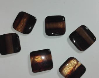 Set of 6 Brown square beads