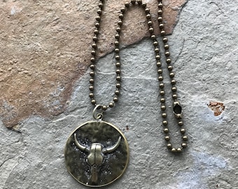 Southwest style buffalo skull pendant necklace