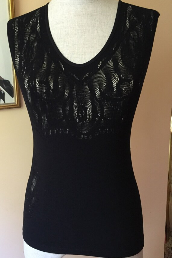 Black Lace Sleeveless Shirt Stretch Lace Top Camisole Sexy