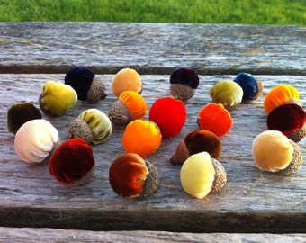 15 Silk Velvet Acorns with Real Acorn Caps - #2