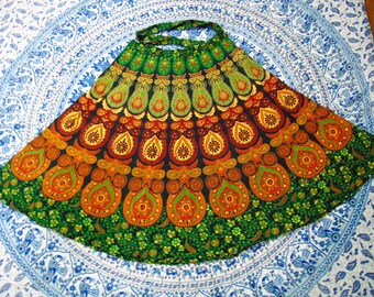 Indian Mandala Cotton Wrap Skirt Free Size Handmade Summer Skirt Bohemian Tapestry Skirt Ladies Clothing Wraparound Skirt