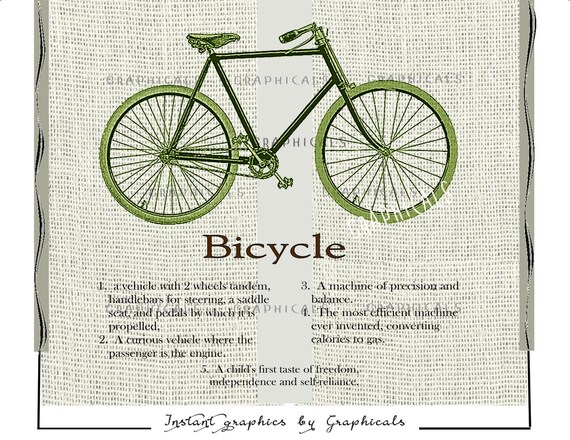green-bicycle-definition-printable-digital-download-graphic