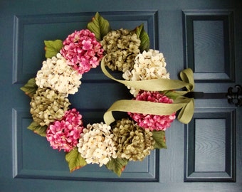 Spring Wreaths | Hydrangea Wreath | Front Door Wreaths | SPRING Wreaths for Front Door | Housewarming Gift | Door Decor