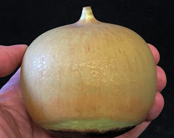 Rose Cabat Feelie - Greenish Olive with Crystalline, Mid-century Modern Pottery, 1960s -JC67
