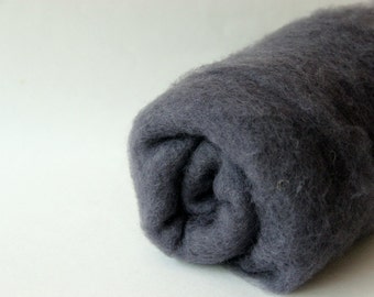 Needle felting wool, storm gray, charcoal gray. Maori wool blend of coopworth & corriedale. Carded wool batts. Felting supplies. Wool supply