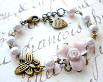 Children Jewelry Flower Girl Gift Baby Girl Jewelry Lavender Pearl Bracelet Flower Girl Jewelry Wedding Gift For Girl Butterfly Bracelet