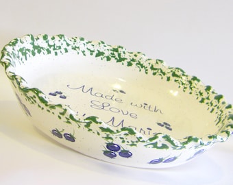 Blueberry Personalized Pie Plate - Blueberry Pie Dish - Deep Dish Pie Plate - Personalized Pie Dish - Hand Painted Pie Plate - Bakers Gift